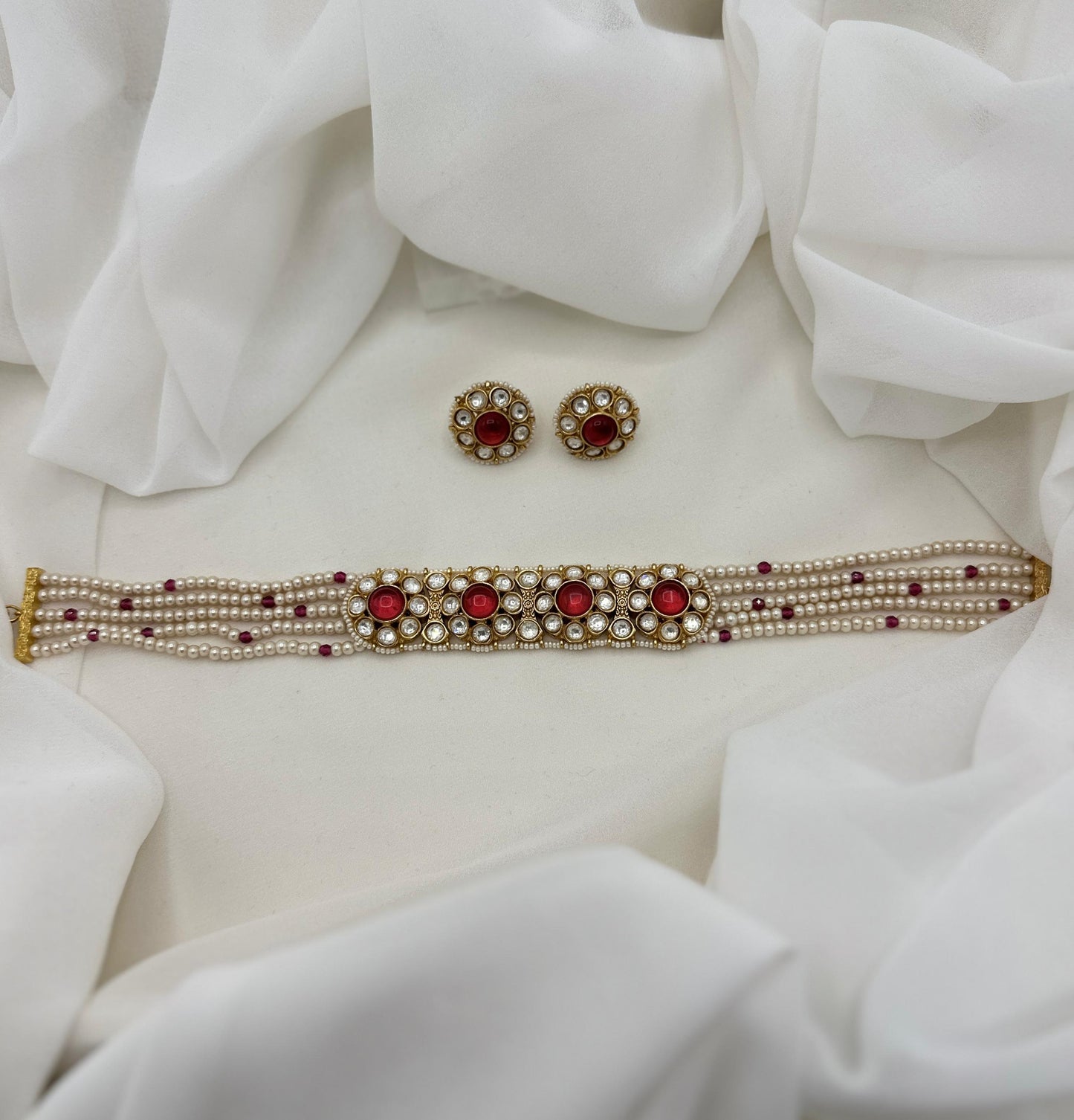 Maroon Choker Set | Indhu Choker Set | Varalondon